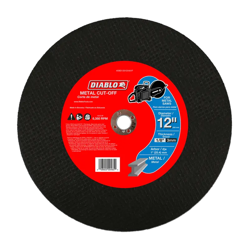 12″ High-Speed Metal Cut-Off Disc – 1″ Arbor