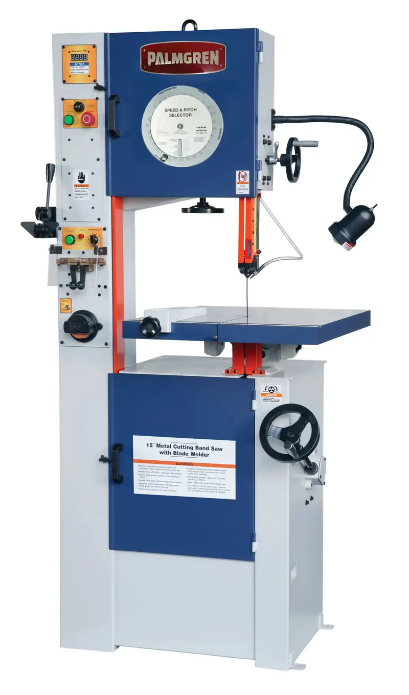 15-Inch Variable-Speed Vertical Band Saw with Integrated Welder Port