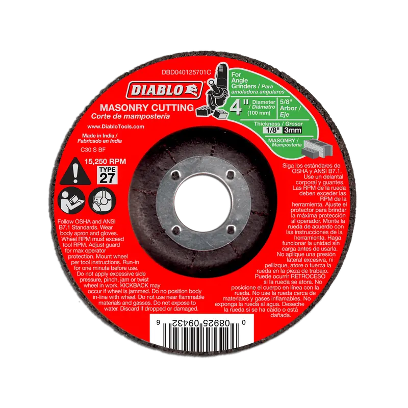 4-Inch Type 27 Masonry Cut-Off Disc