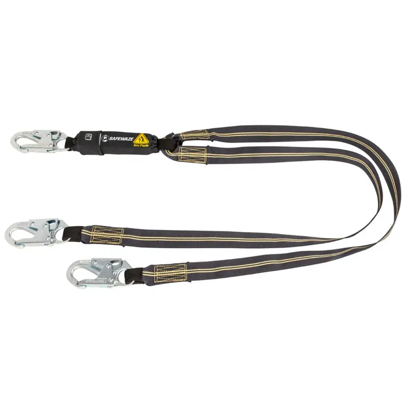 6-Foot Arc Flash Energy Absorbing Lanyard with Aramid Webbing and Dual Snap Hooks