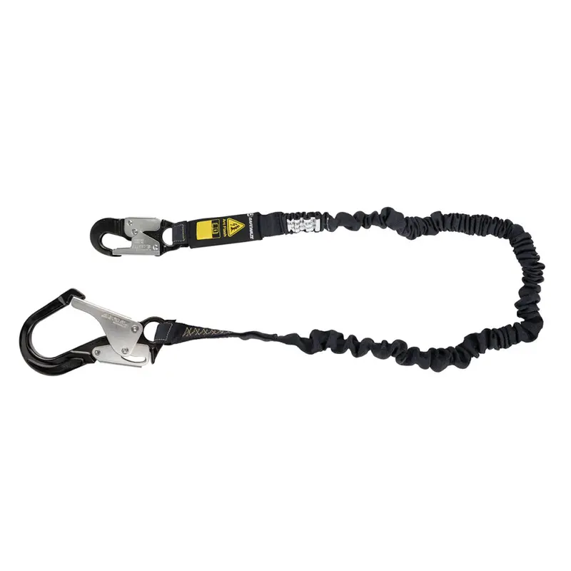 6-Foot Arc Flash Internal Energy Absorbing Lanyard with Aramid Webbing and Aluminum Rebar Hook