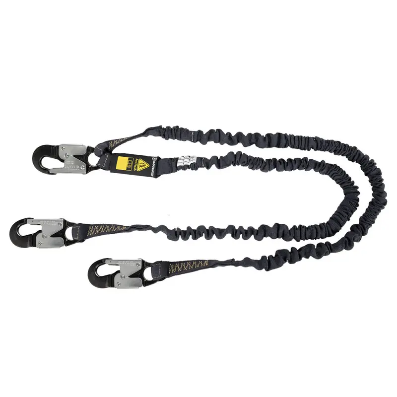 6-Foot Arc-Flash-Rated Dual-Leg Internal Energy-Absorbing Lanyard: Aramid Webbing, Aluminum Snap Hooks