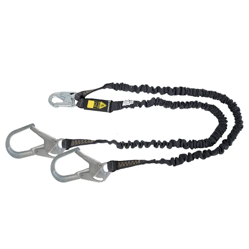 6-Foot Arc-Flash-Rated Dual-Leg Internal Energy-Absorbing Lanyard: Aramid Webbing, Rebar Hooks