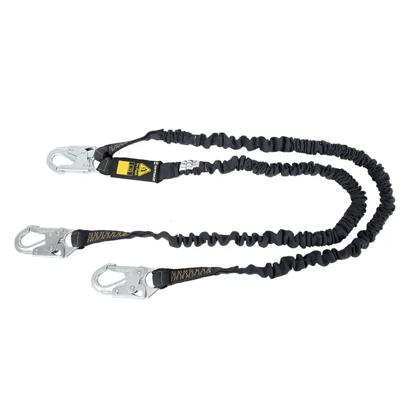 6-Foot Arc-Flash-Rated Dual-Leg Internal Energy-Absorbing Lanyard: Aramid Webbing, Snap Hooks