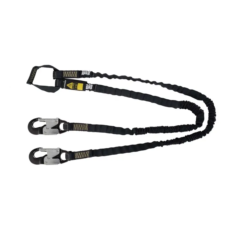 6-Foot Arc-Flash-Rated Dual-Leg Internal Energy-Absorbing Lanyard: Aramid Webbing, Soft Loop, Aluminum Snap Hook