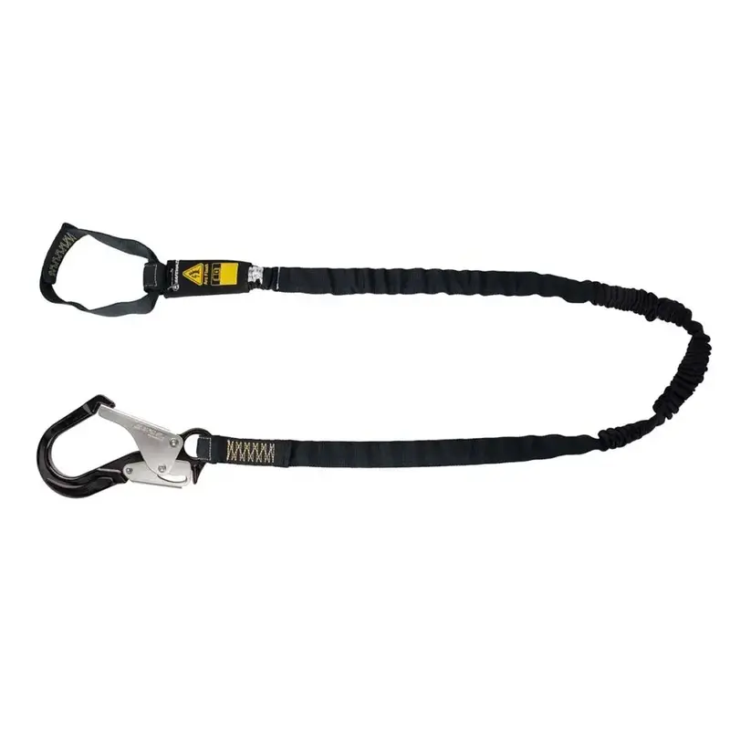 6-Foot Arc-Flash-Rated Internal Energy-Absorbing Lanyard: Aramid Webbing, Soft Loop, Aluminum Rebar Hook