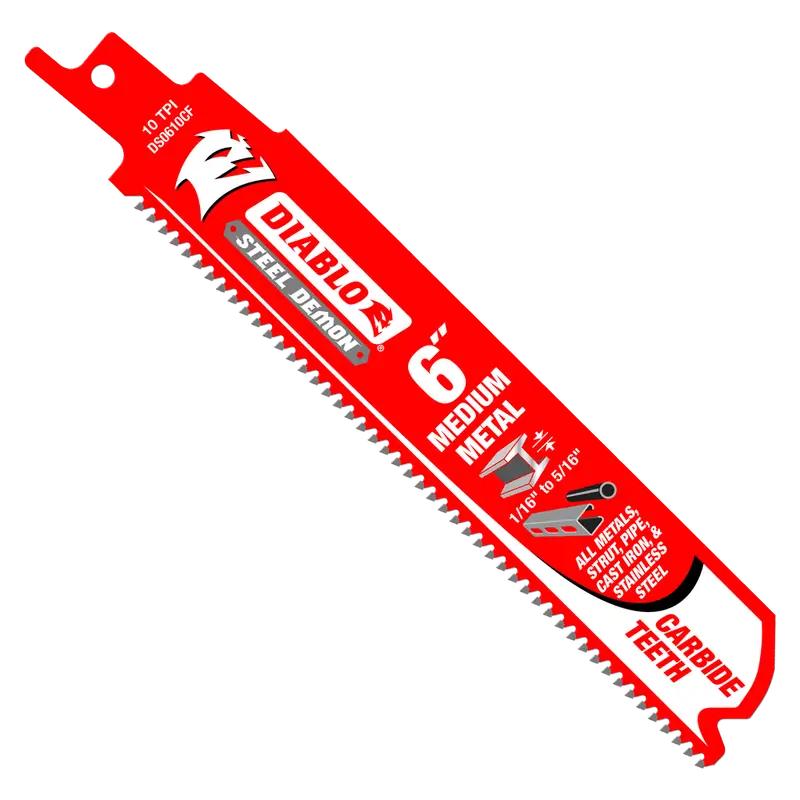 6-Inch Steel Demon Carbide Recip Blade for Medium-Thickness Metal (1/16″–5/16″) – 3-Pack