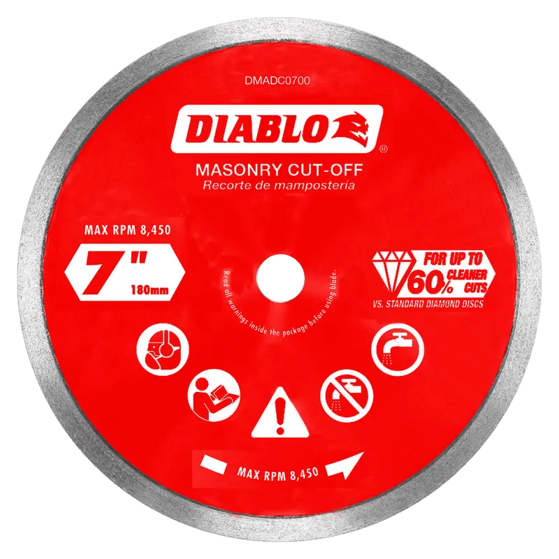 7-Inch Diamond Continuous Rim Cut-Off Disc for Masonry Materials