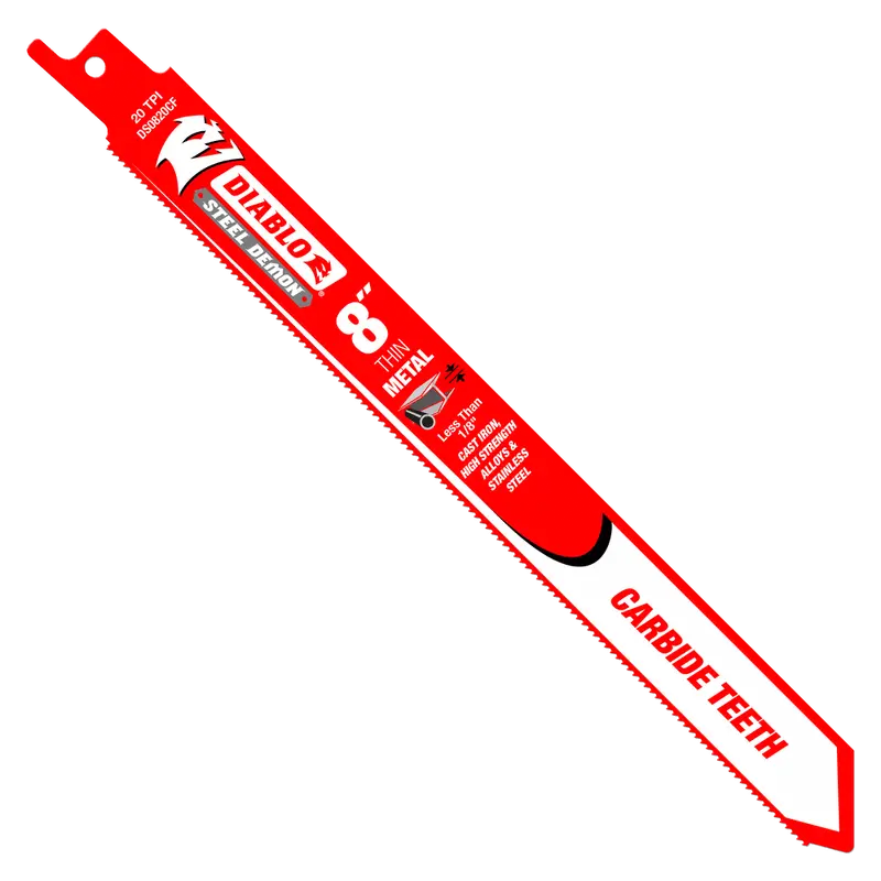 8-Inch Carbide-Tipped Steel Demon Reciprocating Blade for Thin Metal (<1/8")