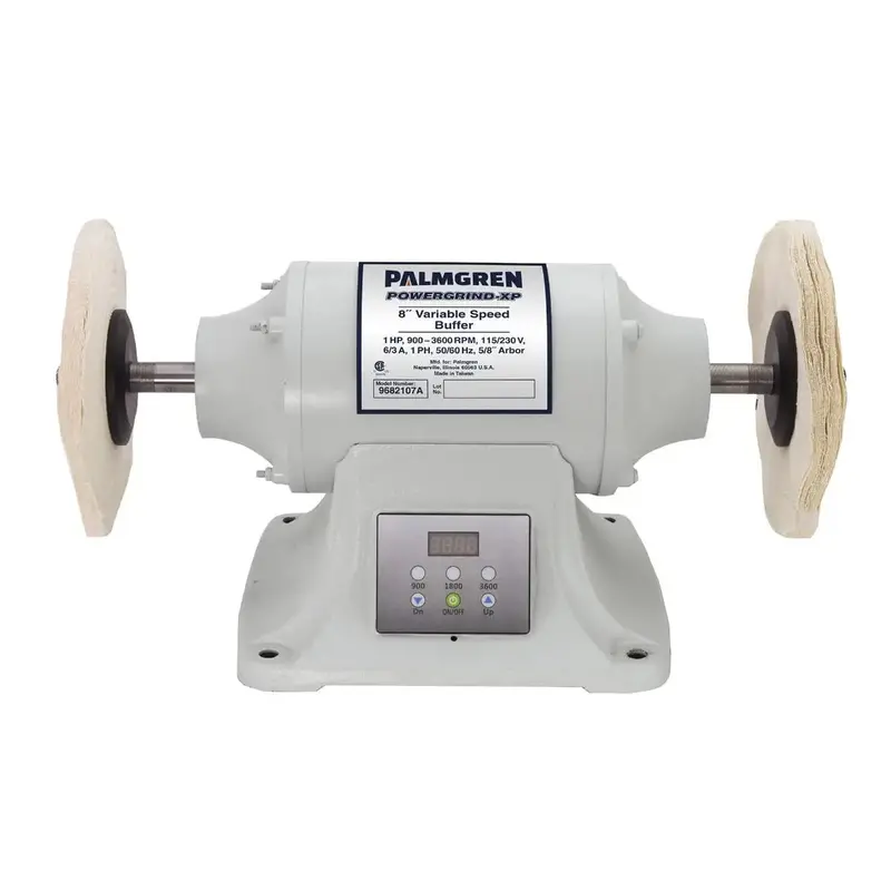 8-Inch Variable-Speed 1HP Bench Buffer with Dual Voltage Support