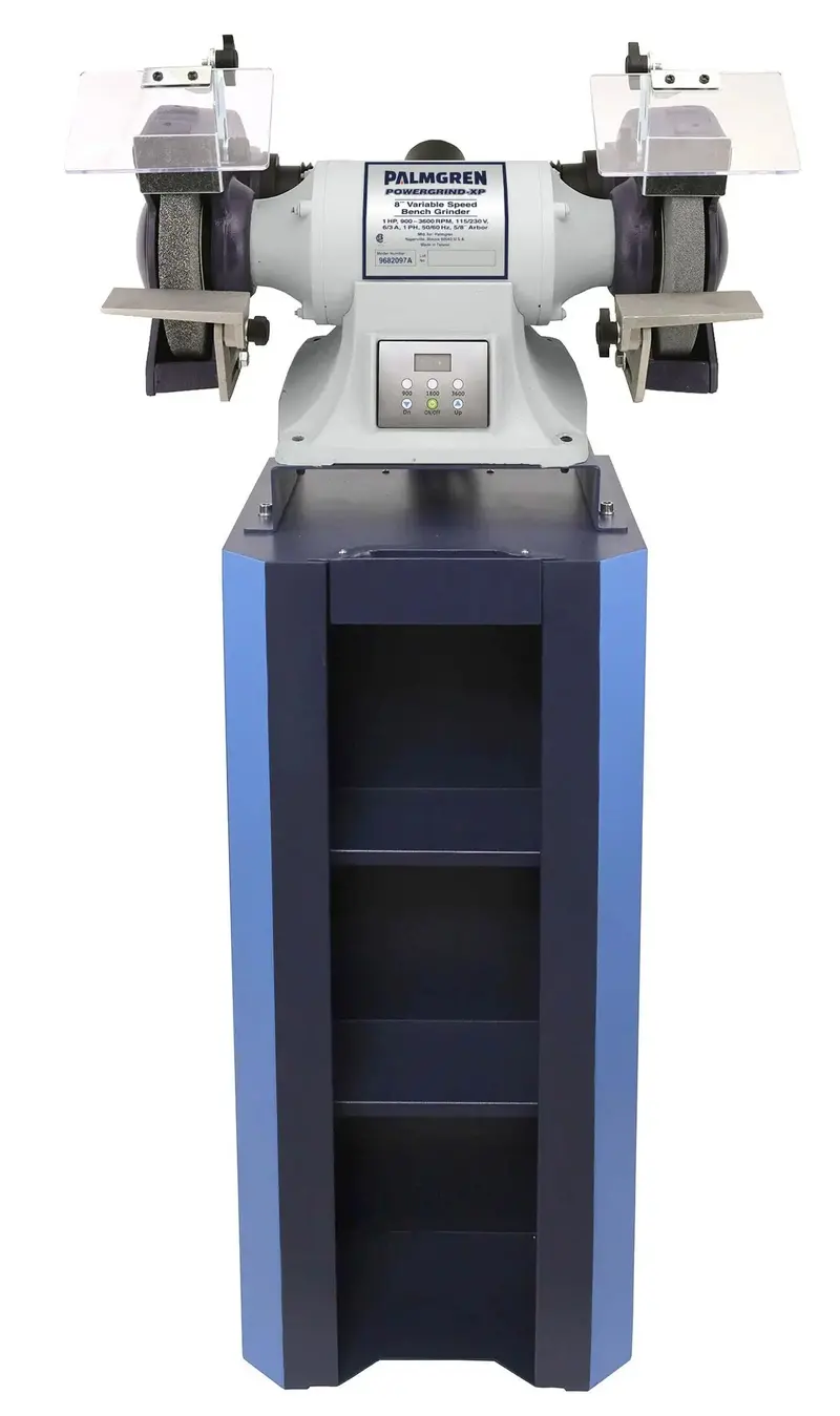 8-Inch Variable-Speed Bench Grinder with Dust Extraction Stand