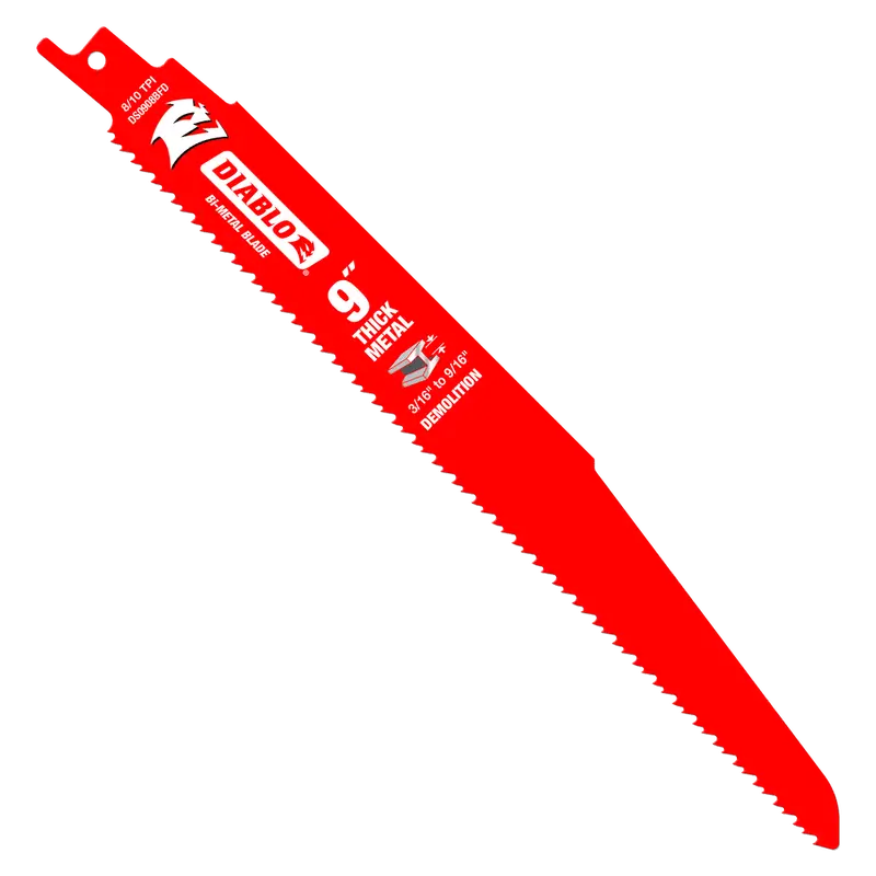 9-Inch Bi-Metal Reciprocating Blade — Thick Metal & Demolition (3/16″–9/16″), 5-Pack