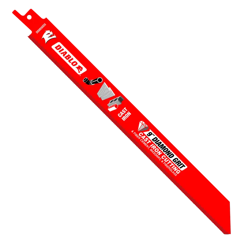 9-Inch Diamond-Grit Reciprocating Blade — For Cast Iron, Fiber Cement, Masonry & Fiberglass
