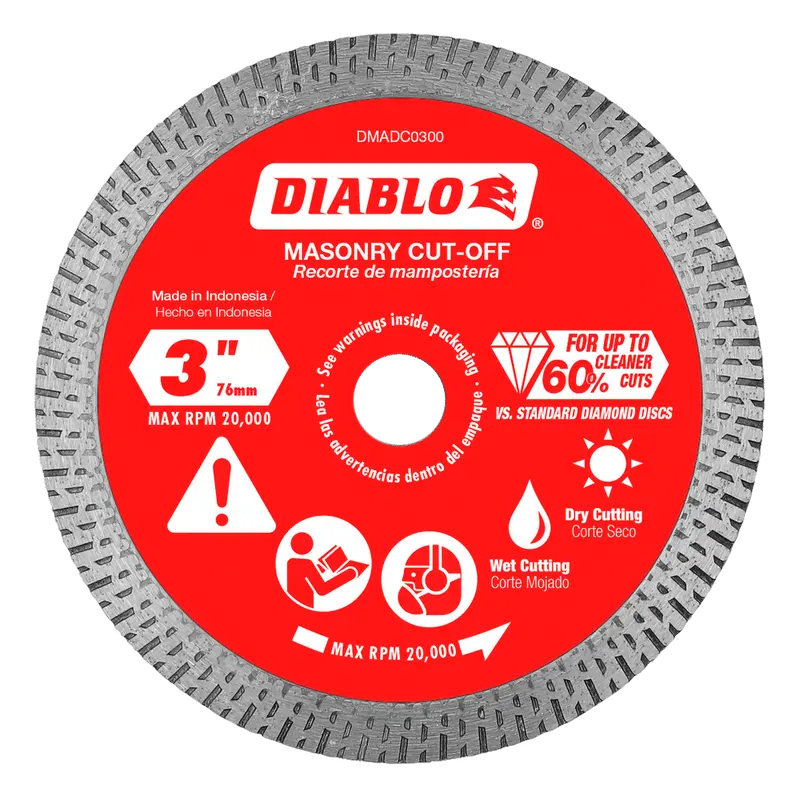 Continuous-Rim Diamond Cut-Off Wheels for Angle Grinders