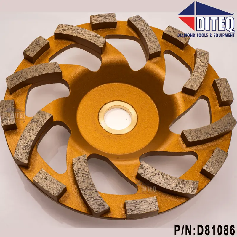 Diteq D81086 CST Cup Wheel – 5″ × 7/8″ Hub, 5/8″-11 Thread, 16-Segment Design