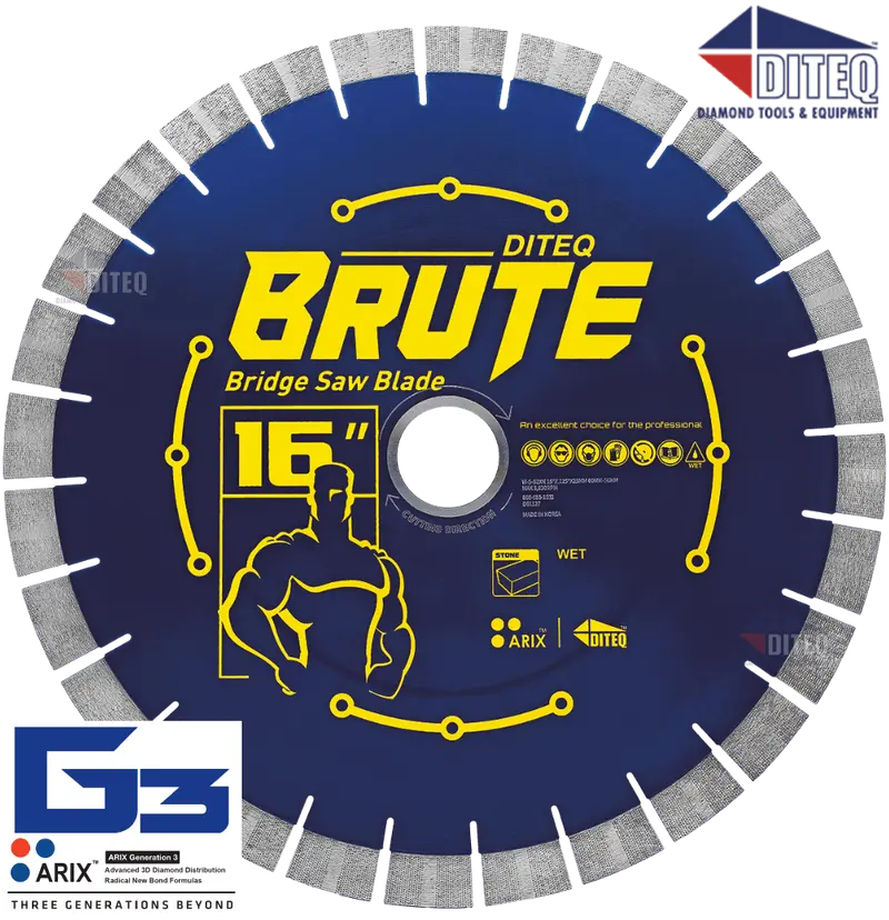 Diteq S-52X Silent Core Stone Blade – 16″ x 0.125″, 60mm–50mm Arbor