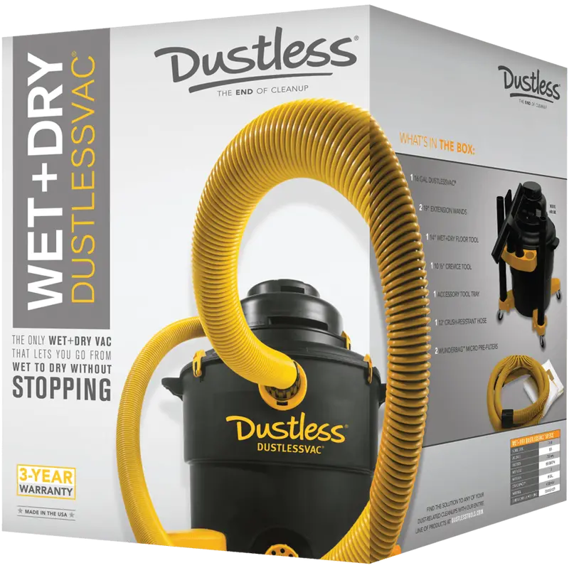 Dustless 16-Gallon HEPA Wet/Dry Vacuum with Enhanced Filtration