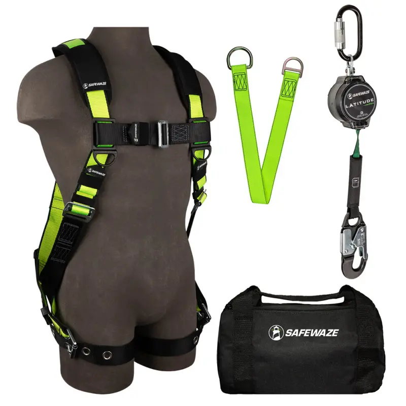 FS185 Harness with 018-5009 SRL, FS811-3 Portable Anchor Point, and FS8125 Tool Bag