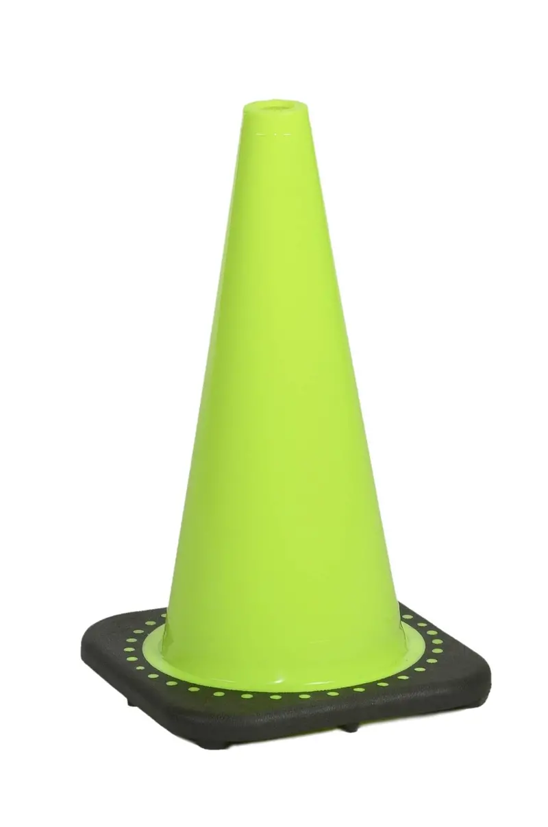 High-Visibility Lime Traffic Cones