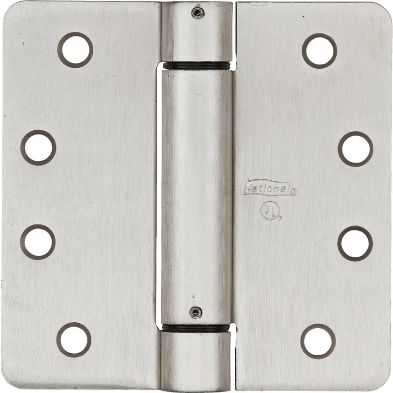 National Satin Nickel Spring Door Hinge – 3.5-Inch, 5/8-Inch Radius, Heavy-Duty Steel 1