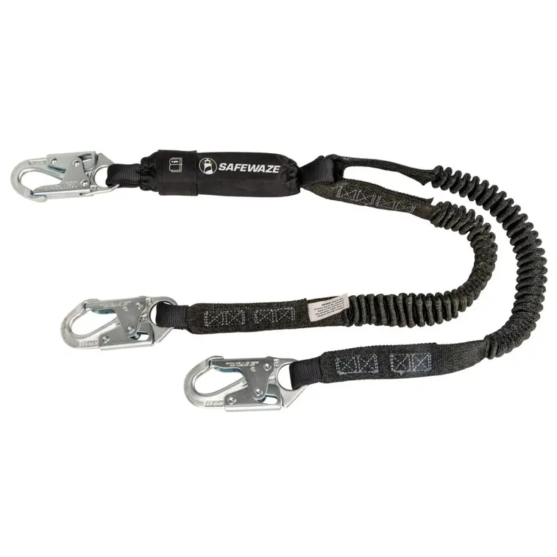 PRO 6-Foot Dual-Leg Stretch Shock-Absorbing Lanyard with Snap Hooks