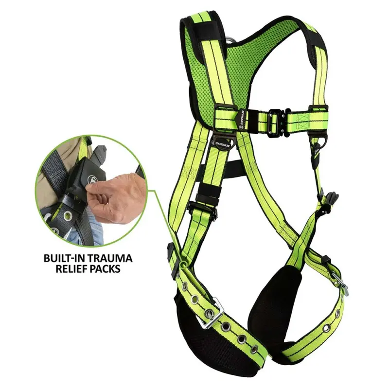 PRO+ Full-Body Fall Arrest Harness – 1D Back D-Ring, Quick-Connect Chest, Tongue-Buckle Legs, Trauma Relief
