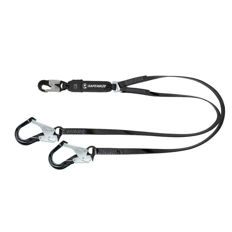 PRO-Shield 6-Foot Dual-Leg Energy-Absorbing Lanyard with Aluminum Rebar Hooks