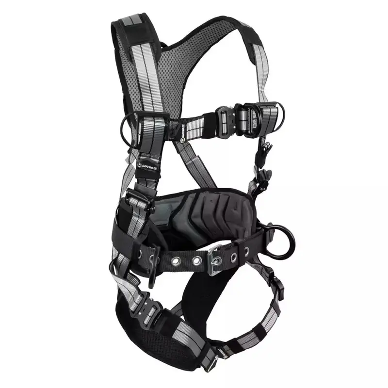 PRO+ Slate Construction Harness: Aluminum 3D Back, Quick-Connect Chest & Legs, Fold-Down Leg Design
