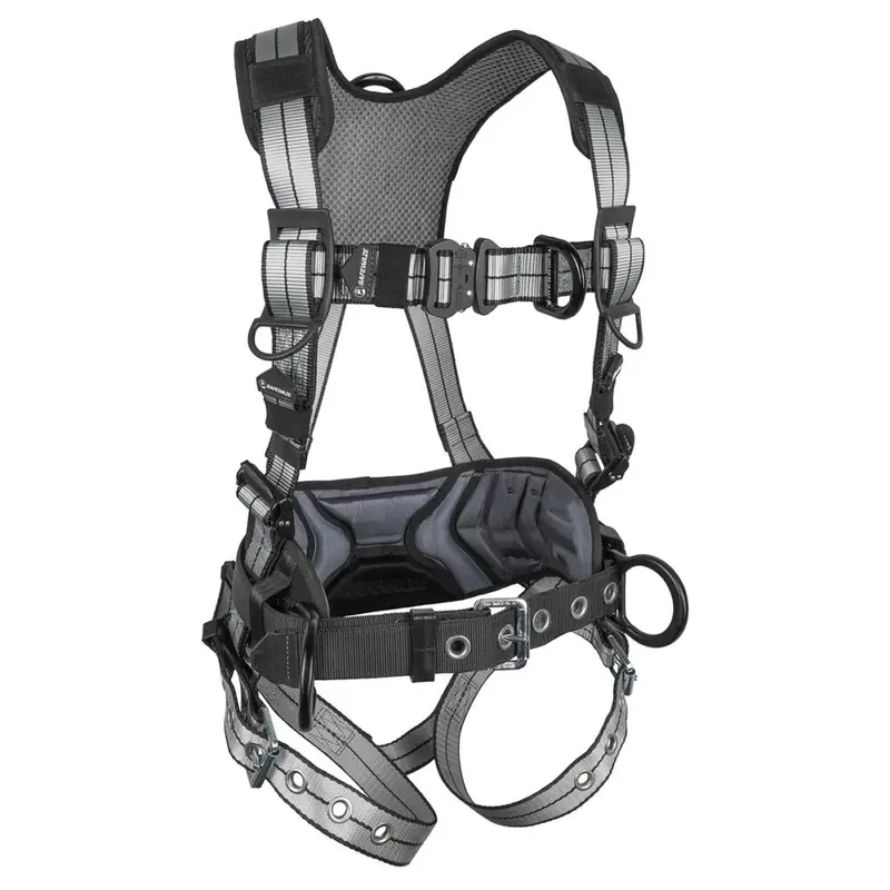 PRO+ Slate Construction Harness – Aluminum 3D D-Rings, Quick-Connect Chest & Front D-Ring, Tongue-Buckle Legs