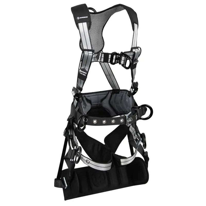 PRO+ Slate Tower-Specific Full-Body Harness – Aluminum 3D D-Rings, Quick-Connect Chest & Front D-Ring, Tongue-Buckle Legs, Integrated Tower Seat