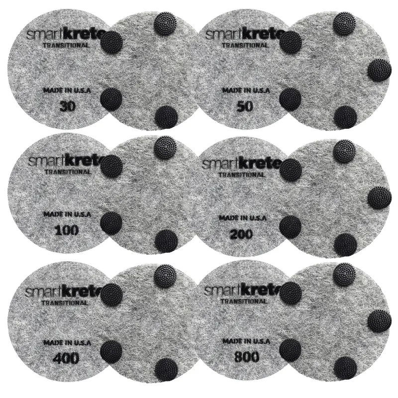 Smartkrete Transitional Diamond Polishing Pads – Progressive Grit Series for Concrete and Stone
