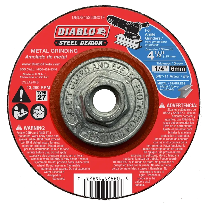 Steel Demon 4.5-Inch Type 27 Hub-Mounted Metal Grinding Disc
