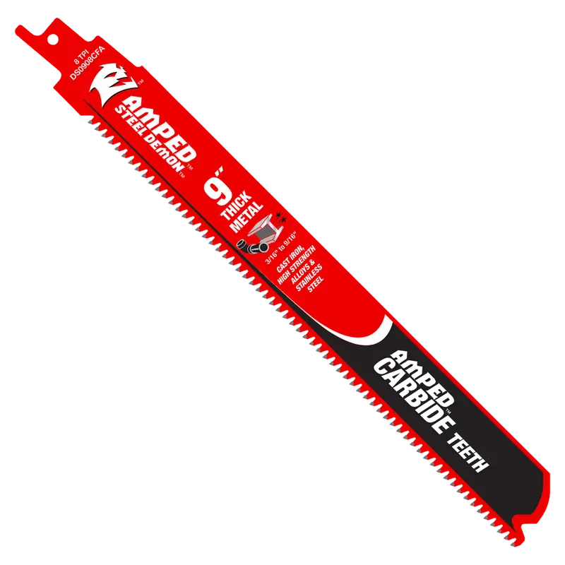Steel Demon Amped 9-Inch Carbide Reciprocating Blades — Heavy-Duty Metal Cutting, 3-Pack