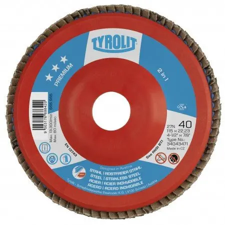 Tyrolit Premium Zirconia Flap Discs – Type 27, 10-Pack (Steel/Stainless Steel)