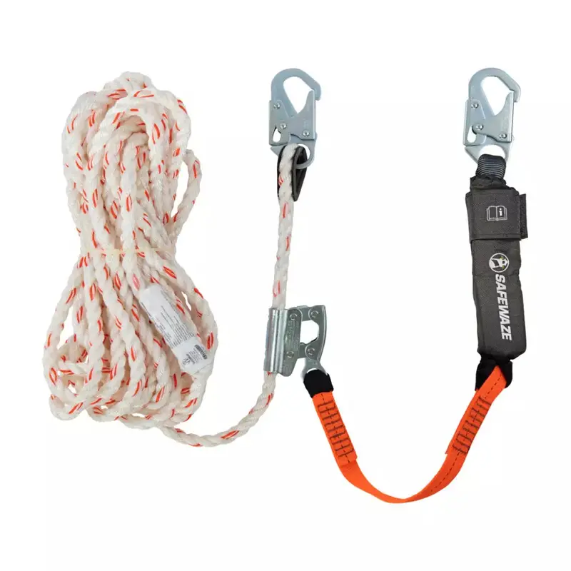 V-Line 50-Foot Vertical Lifeline Kit with Snap Hook, Adjustable Rope Grab, and Energy-Absorbing Lanyard