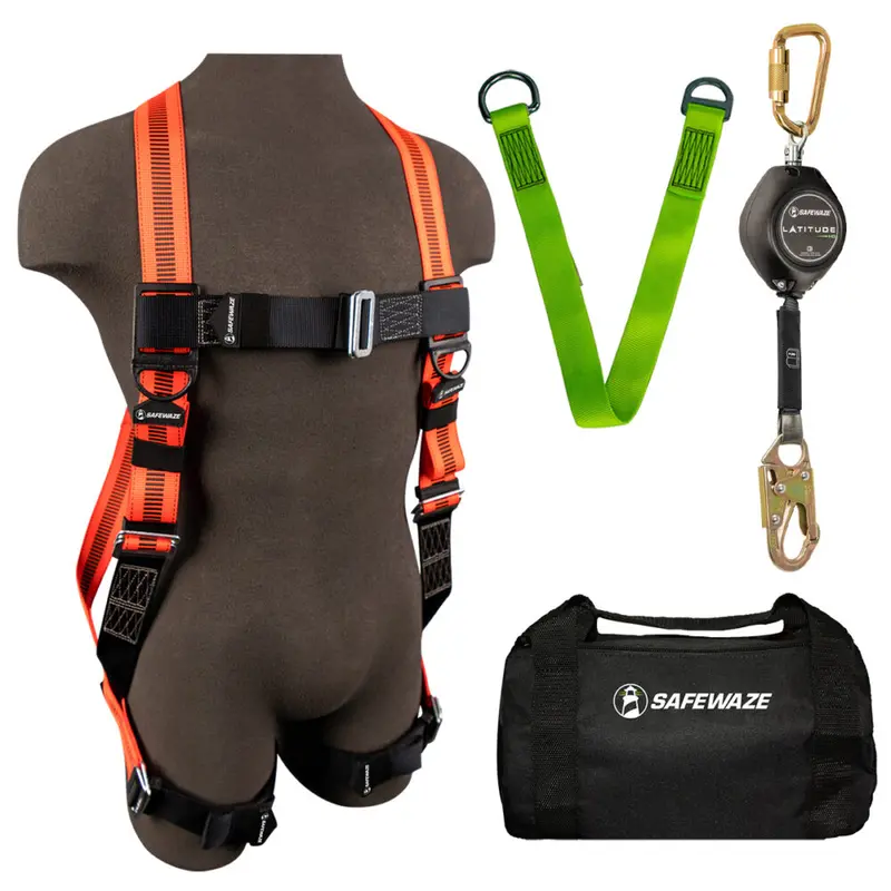 V-Line Full-Body Fall Arrest Kit: FS99280-E Harness, FS-FSP1411-W SRL-P, FS811-6 Anchor & FS8125 Bag