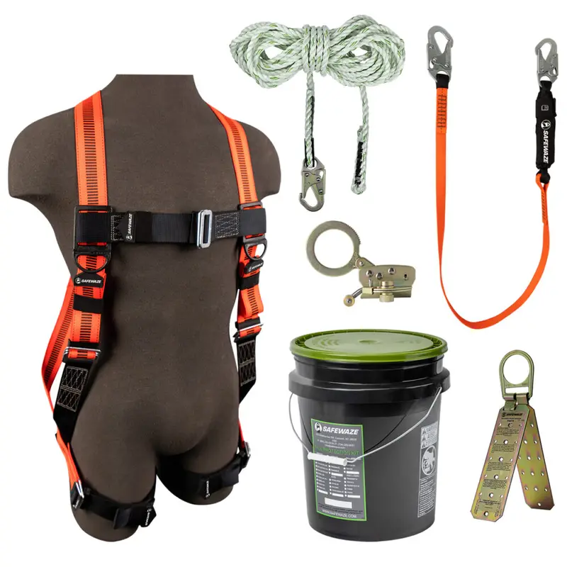V-Line Rooftop Bucket Access Kit: FS99280-E Harness, FS700-50 VLL, FS1120 Grab Hook, FS88560-E Lanyard & FS870 Anchor