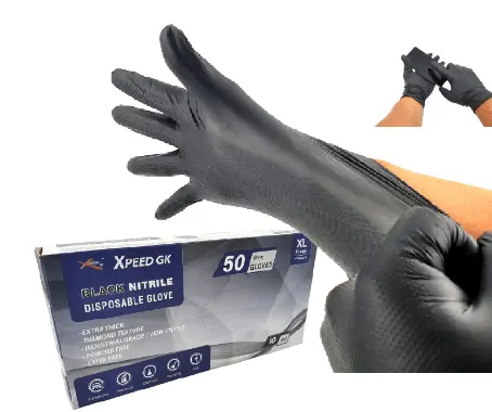 XPEED GK Super Tough Black Nitrile Work Gloves – High-Dexterity Protection