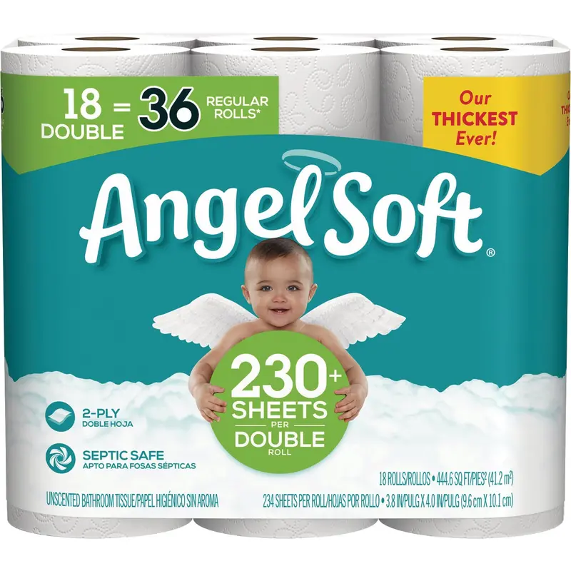 Angel Soft Double-Roll Toilet Paper – 18-Roll Mega Pack For Home Or Office 1