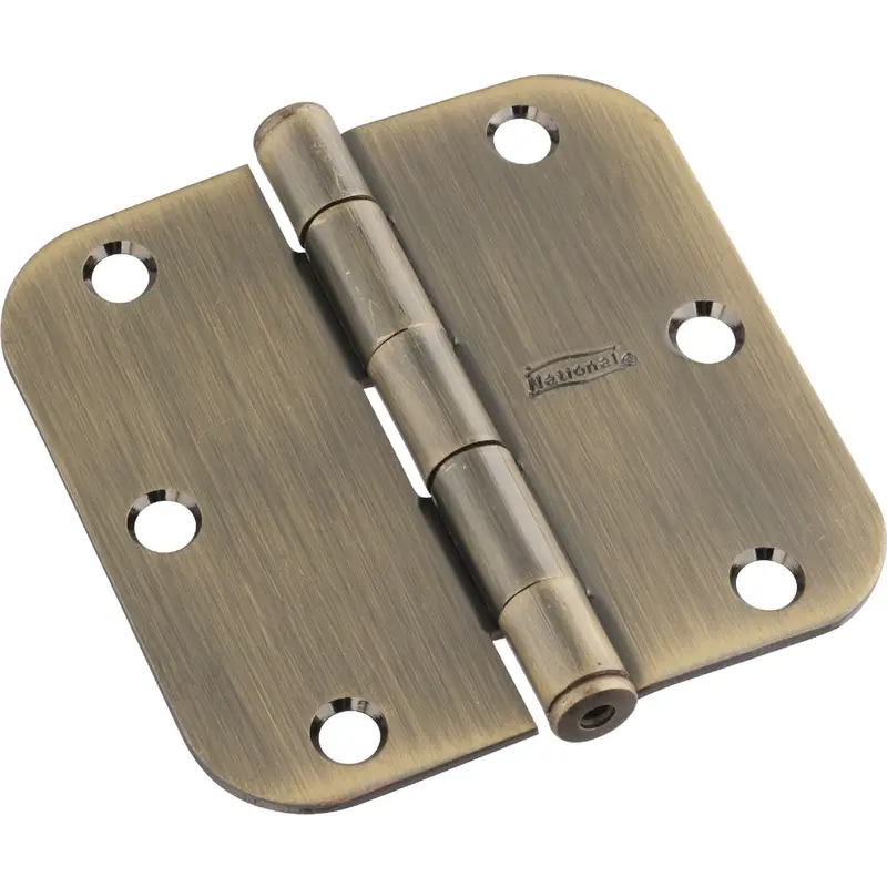 Antique Brass Radius Door Hinge, 3.5-Inch X 5/8-Inch, Sold In 3-Packs 1