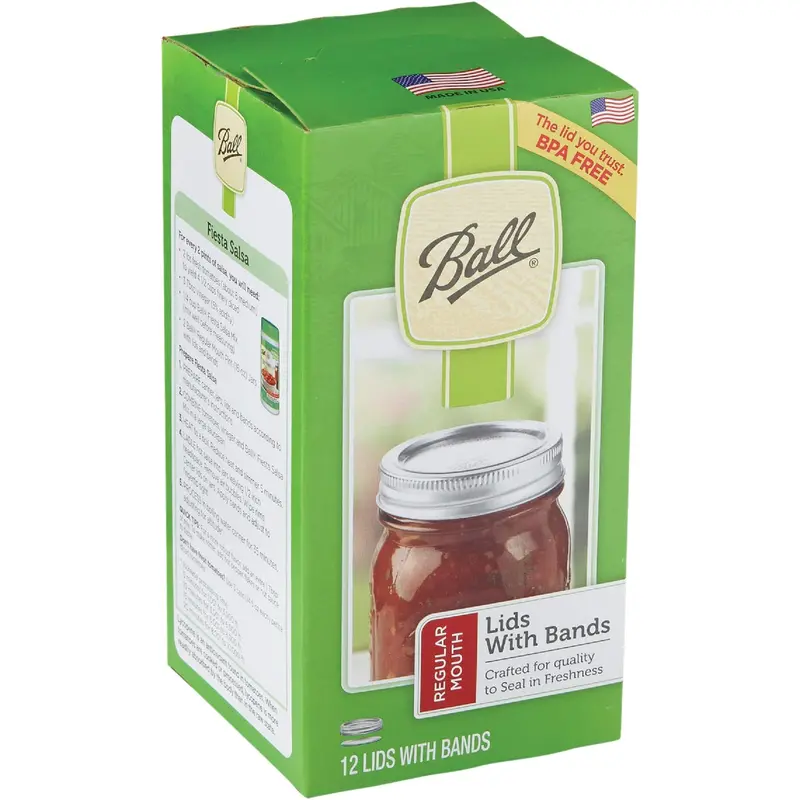 Ball Regular-Mouth Mason Jar Lids With Bands – 12-Count Pack 1