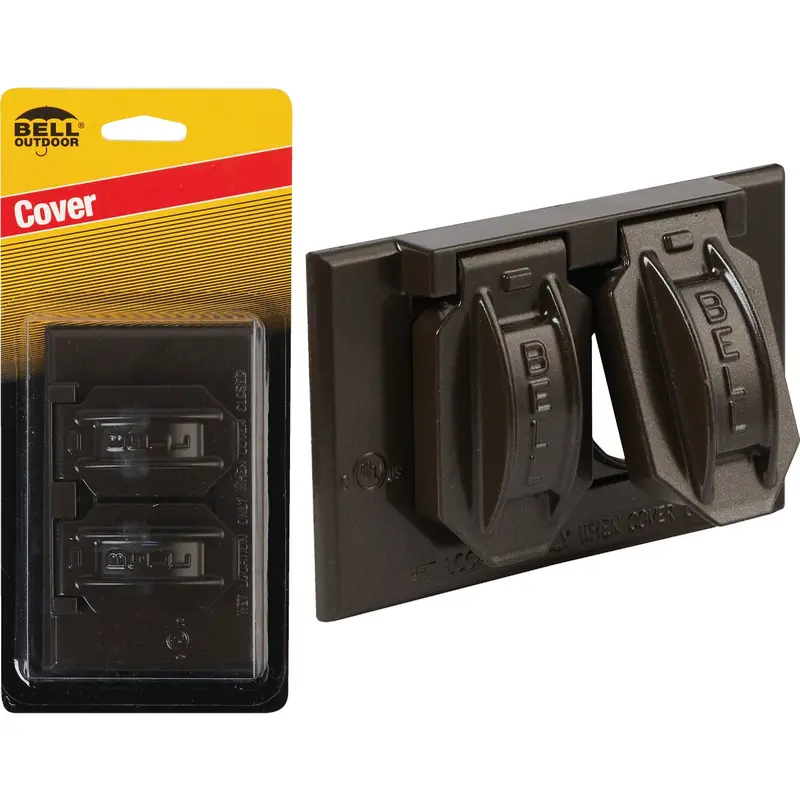 Bell Aluminum Bronze Weatherproof Duplex Outlet Cover For Outdoor Horizontal Installation 1