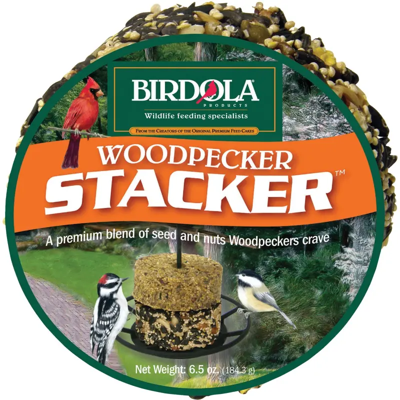 Birdola Woodpecker Stacker Wild Bird Seed Cake – 6.5-Ounce Natural Blend 1