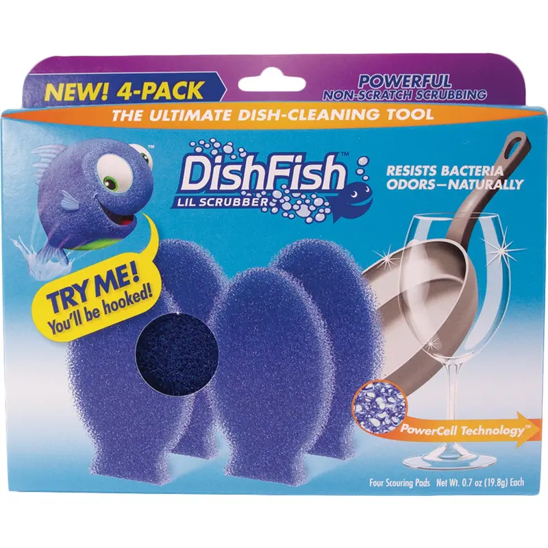 Dishfish Lil Scrubber – Compact Dish Cleaning Brush (4-Pack) 1