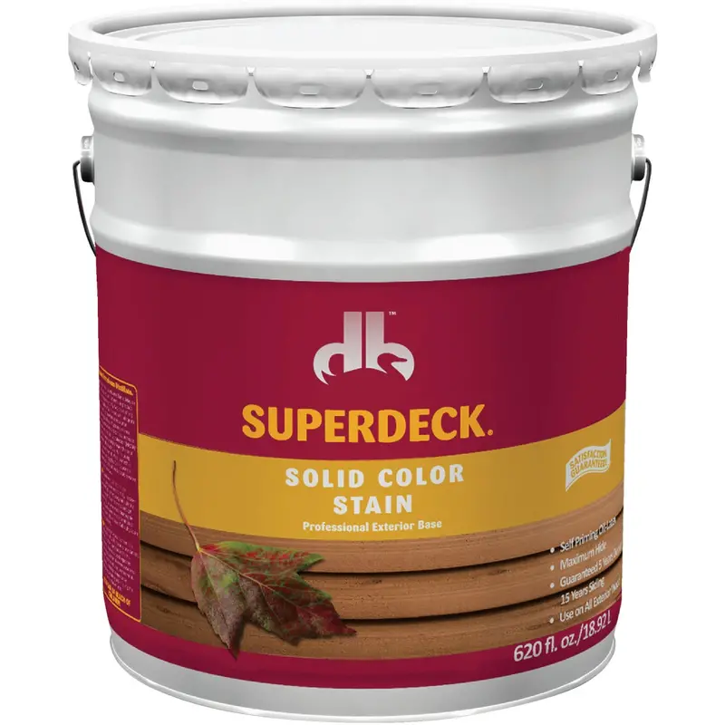 Duckback Superdeck Solid-Color Deck Stain – Midtone Base, Self-Priming, 5-Gallon Pail 1