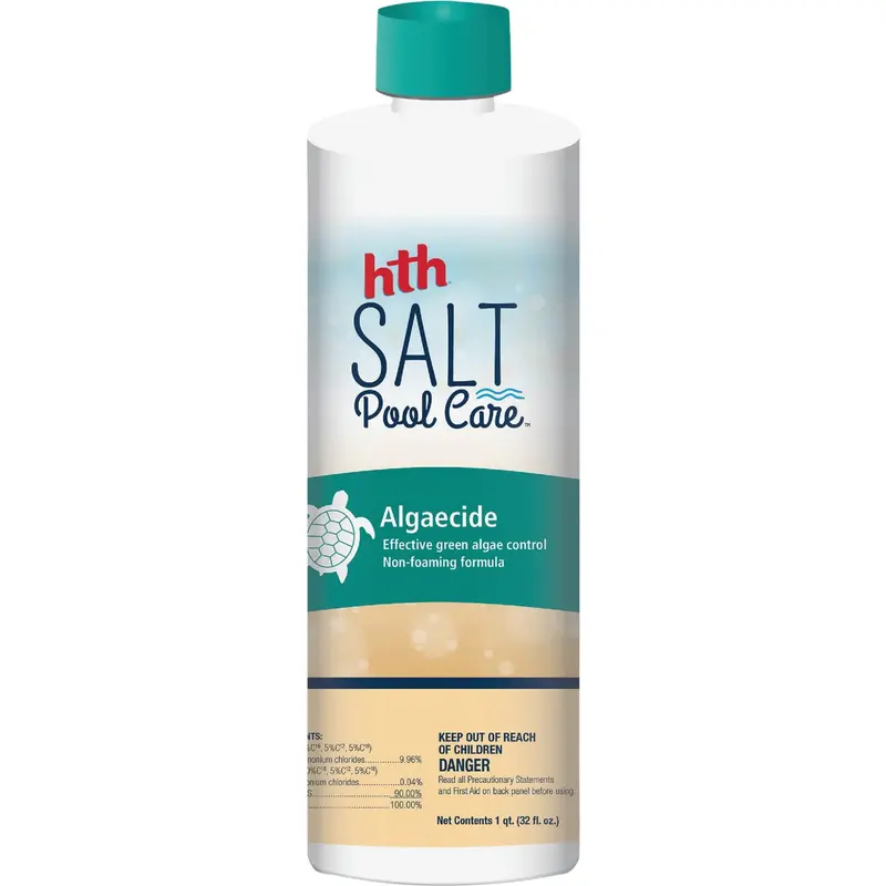 Hth Salt Pool Care Liquid Algaecide – 1-Quart Concentrate For Saltwater Pools 1