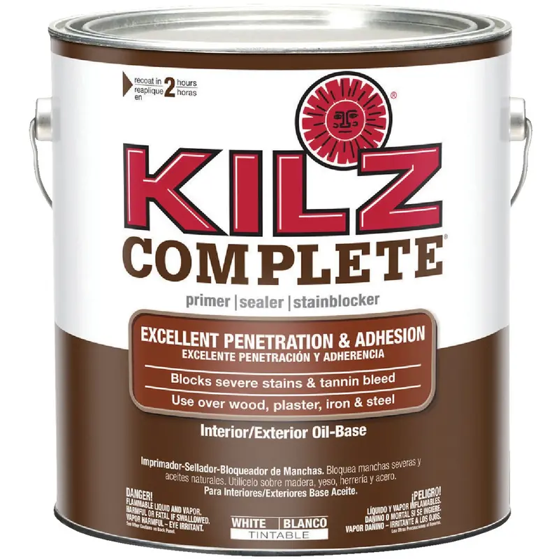 Kilz Complete Oil-Based Primer & Stain Blocker – White, 1-Gallon Interior/Exterior Formula 1