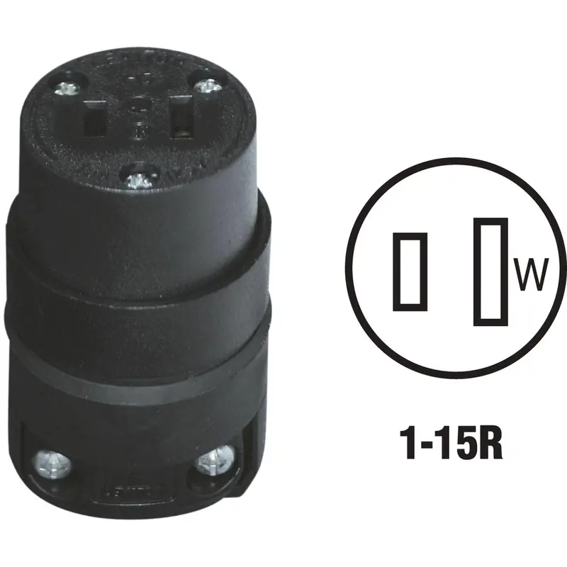 Leviton Rough-Use Cord Connector – 15A, 125V, 2-Pole, 2-Wire 1