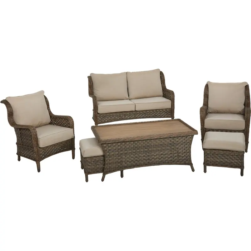 Outdoor Expressions Heritage 6-Piece Outdoor Chat Set – All-Weather Seating 1
