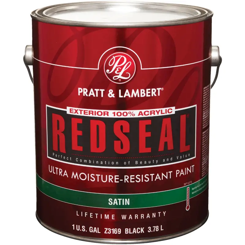 Pratt & Lambert Redseal Black Satin Exterior House Paint – 1-Gallon (100% Acrylic) 1